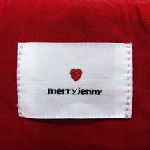 メリージェニー merry jenny ワンピース Aライン ミニ 丸首 長袖 フリルカラー 麻混 無地 リボン F ボルドー 赤 /HT15 レディース_画像3