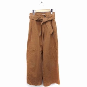 m Roo aMURUA high waist wide pants full length plain cotton cotton 1 Brown tea /FT30 lady's 