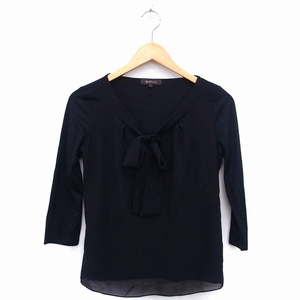  Reflect Reflect cut and sewn V neck 7 minute sleeve plain simple switch chiffon ribbon 9 black black /HT28 lady's 