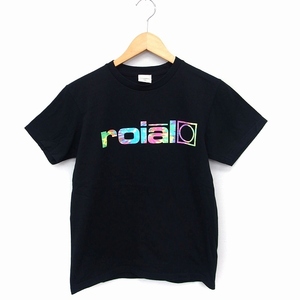 ロイアル roial ロゴ プリント Tシャツ カットソー 半袖 丸首 コットン 綿 S ブラック 黒 /FT10 レディース