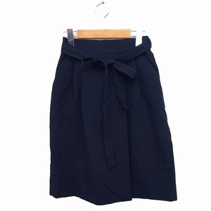  screw ViS tight skirt knee height tuck slit plain ribbon S navy navy blue /FT8 lady's 