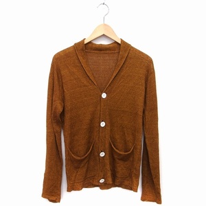  Morgan Homme MORGAN HOMME knitted cardigan V neck long sleeve linen flax rib M Brown tea /HT17 lady's 