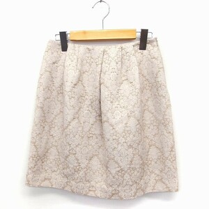  Beams laitsuBEAMS Lights flair skirt knee height pattern cotton .36 beige /FT5 lady's 