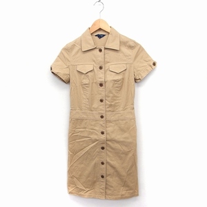  Rope ROPE military One-piece short sleeves long cotton cotton plain 9 beige /FT48 lady's 