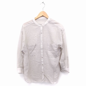  Pageboy PAGE BOY stand-up collar shirt blouse long sleeve oversize plain F gray ju/FT31 lady's 