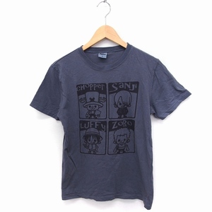 ワンピース ONE PIECE プリント Tシャツ 半袖 丸首 コットン 綿 M グレー /FT26 メンズ レディース