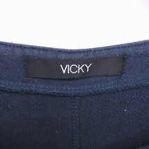 ビッキー VICKY カットソー Tシャツ ビジュー ボートネック 半袖 2 ネイビー 紺 /TT6 レディース_画像3