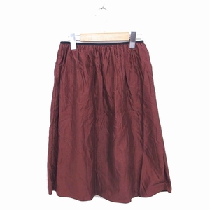  Dress Terior DRESSTERIOR gathered skirt mi leak height long waist rubber flax linen. red tea red Brown /TT6 lady's 