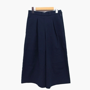 ザラ トラファルック ZARA Trafaluc ガウチョ パンツ クロップド ワイド 綿混 無地 シンプル タック S ネイビー 紺 /HT24 レディース