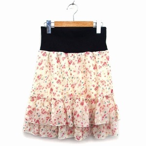  Olive des Olive OLIVE des OLIVE flair skirt tia-do knees on Mini switch floral print black black light beige /HT10 lady's 