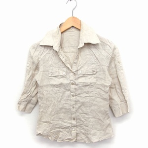  Nara Camicie NARA CAMICIE рубашка блуза . минут рукав открытый цвет одноцветный linen лен 1 бежевый /FT37 женский 