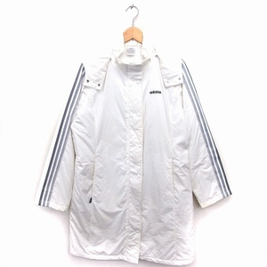  Adidas adidas domestic regular goods bench coat outer s Lee stripe s Logo cotton inside f- Delon g height L white /FT14 lady's 