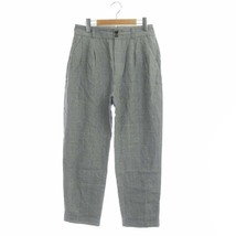 マーガレットハウエル MARGARET HOWELL 20SS PRINCE OF WALES LINEN グレンチェックタックパンツ ジッパーフライ リネン 2 グレー_画像1