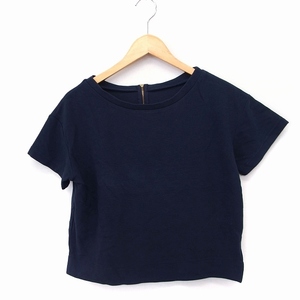 ナチュラルビューティーベーシック NATURAL BEAUTY BASIC 半袖 カットソー Tシャツ 丸首 コットン 綿 M ネイビー 紺 /FT25 レディース