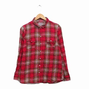 プレイド PLAID シャツ 長袖 コットン チェック M レッド 赤 /KT43 メンズ