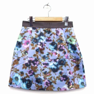  Jill Stuart JILL STUART trapezoid skirt Mini floral print tape tuck thick S lavender purple /HT13 lady's 