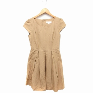  Jill Stuart JILL STUART flair One-piece knee height cap sleeve short sleeves ound-necked plain 2 beige /FT21 lady's 