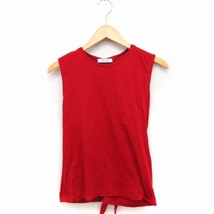  Moussy moussy tank top cut and sewn no sleeve ound-necked rear .. plain cotton F red red /FT34 lady's 