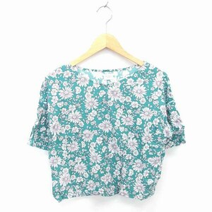 アーバンリサーチ ドアーズ URBAN RESEARCH DOORS カットソー Tシャツ Vネック 花柄 半袖 ONE グリーン ホワイト 緑 白 /TT12