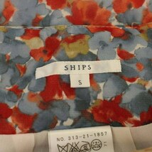 シップス SHIPS タイトスカート ミニ 花柄 シフォン リボン S 青 ブルー 赤 レッド /DK ■SC レディース_画像7