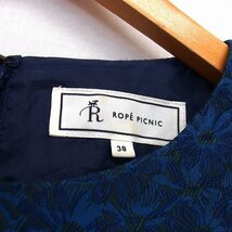 ロペピクニック ROPE Picnic ワンピース Aライン 膝上 ミニ ノースリーブ 丸首 花 柄 厚手 38 ネイビー 紺 /HT17 レディース_画像3