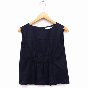  Untitled UNTITLED blouse shirt no sleeve ound-necked gya The - plain 0 navy navy blue /FT14 lady's 