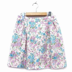  Chesty Chesty flair skirt Mini floral print tuck thick 1 ivory white /HT31 lady's 