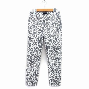  Egoist EGOIST Denim pants tapered cotton cotton leopard print Leopard pattern stitch 2 ivory white /HT22 lady's 