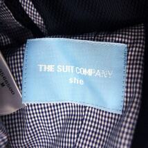 ザ・スーツカンパニー THE SUIT COMPANY テーラード ジャケット ダブル 七分袖 綿 総柄 ギンガムチェック 柄 38 黒 /HT12 レディース_画像3