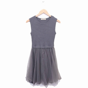  Rose Bud ROSE BUD One-piece long flair chu-ru knitted no sleeve F gray /TT13 lady's 