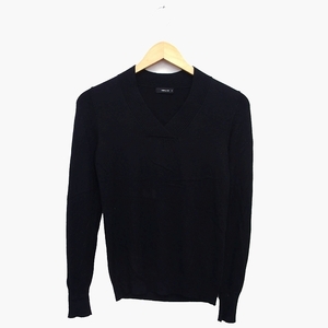  Comme Ca Ism COMME CA ISM knitted cut and sewn long sleeve V neck lame . rib thin M black black /HT10 lady's 