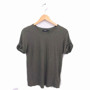  theory theory T-shirt cut and sewn ound-necked plain simple cotton cotton short sleeves S khaki /TT6 lady's 