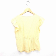 スーナウーナ Sunauna カットソー Tシャツ ボートネック リボン 半袖 38 黄 イエロー /TT18 レディース_画像2