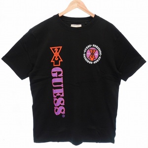 未使用品 ゲス GUESS 19 GUESSx88RISING GUE88RISING Tシャツ カットソー 半袖 クルーネック コットン ロゴ プリント S 黒 紫 メンズ