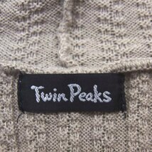 ツインピークス Twin Peaks パーカー ニット ラグランスリーブ ストライプ ウール混 薄手 五分袖 38 グレージュ /NT15 レディース_画像3