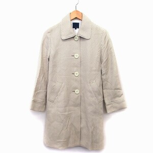  Ships SHIPS turn-down collar coat middle height total pattern piping slit cotton cotton M beige /HT27 lady's 