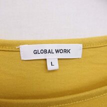 グローバルワーク GLOBAL WORK カットソー Tシャツ ボートネック フリル ラグランスリーブ 七分袖 L マスタード からし色 /TT18_画像3