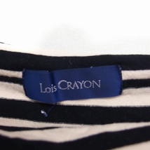 ロイスクレヨン Lois CRAYON カットソー Tシャツ ボーダー柄 2WAY オフショルダー 七分袖 M ベージュ ブラック 黒 /FT33 レディース_画像3