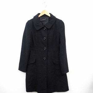  Inter planet INTERPLANET turn-down collar coat outer plain simple knee height long sleeve wool .2 black black /MT17 lady's 