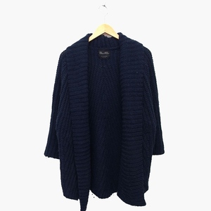 ザラ ZARA ララニット Lara Knit ニット カーディガン トッパー 長袖 ウール混 ローゲージ M ネイビー 紺 /HT7 レディース