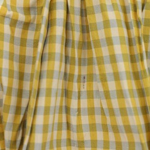 レキップヨシエイナバ L'EQUIPE YOSHIE INABA フレアスカート ギャザー ギンガムチェック ひざ丈 シルク100% 9 M 黄色 レディースの画像8
