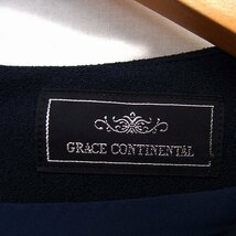 グレースコンチネンタル GRACE CONTINENTAL カットソー ボートネック ウール混 切替 バックジップ 長袖 紺 ネイビー 茶 ブラウン_画像3