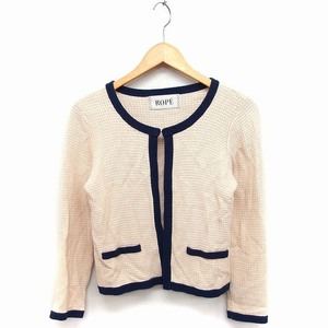  Rope ROPE cardigan knitted no color bai color cotton .M beige navy navy blue /FT29 lady's 
