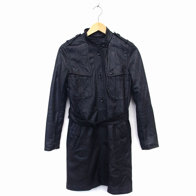 コノリコ ラムレザー 羊革 ダウンコート XL ダブル ブラック ロングコート-