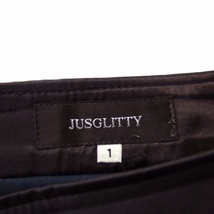 ジャスグリッティー JUSGLITTY 台形 スカート ミニ フェイクレザー切替 ボタン ウール 1 ネイビー 紺 /FT1 レディース_画像3