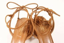 アクアズーラ AQUAZZURA サンダル フリンジ スウェード 38 茶 ブラウン /tk0520 レディース_画像8