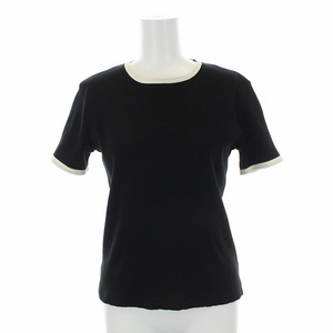 パブリックトーキョー PUBLIC TOKYO Tシャツ カットソー クルーネック 半袖 黒 ブラック /YM レディース