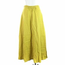 パブリック トウキョウ 極 MOIST LINEN SKIRT フレアスカート ロング マキシ リネン 麻 リボン F 黄色 イエロー /YI15 レディース_画像2