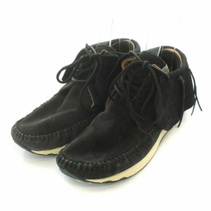 ビズビム VISVIM FBT モカシン レースアップシューズ スエード 9 27cm 黒 ブラック /ST ■GY03 メンズ