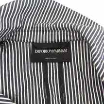 エンポリオアルマーニ EMPORIO ARMANI ダブル テーラードジャケット ストライプ リネン混 アウター 44 L 紺 ネイビー 白 レディース_画像5